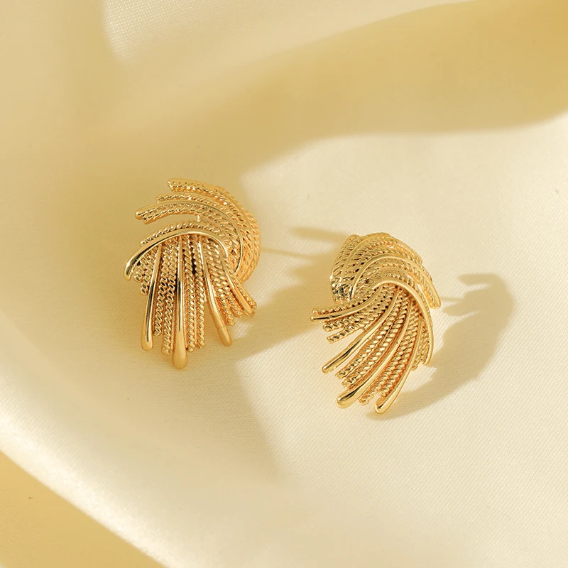 Boucles d'Oreilles Puces Géométriques Plaqué Or Femme – Image 14