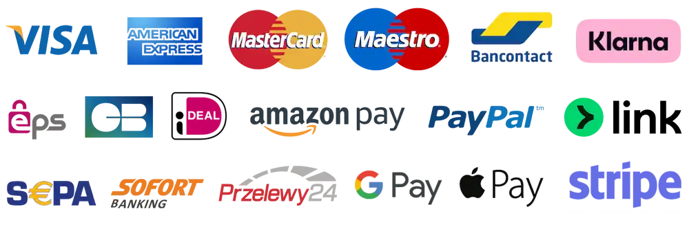 Moyens de paiement acceptés : Visa, Mastercard, PayPal, Bancontact, iDEAL, American Express