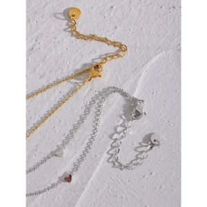 Women's Heart Anklet in Stainless Steel, Gold or Silver Tone Cable Chain