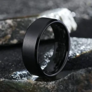 Herenring van roestvrij staal met afgeschuinde band, 8 mm