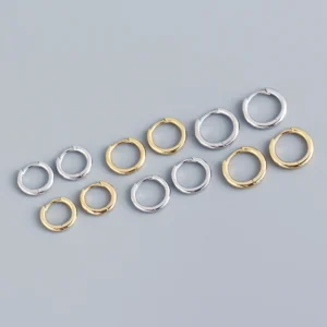 Women's Fine Huggie Hoop Earrings 5 to 12 mm in Stainless Steel, Plain or Set with Cubic Zirconia